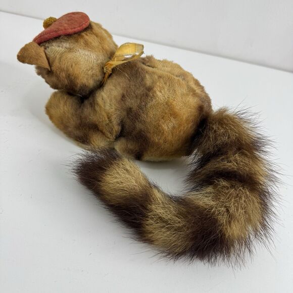 Vtg 1950s - 60s Stuffed Plush Mohair Raccoon Hand Sewn Ringed Tail Tanuki Japan - Picture 15 of 16